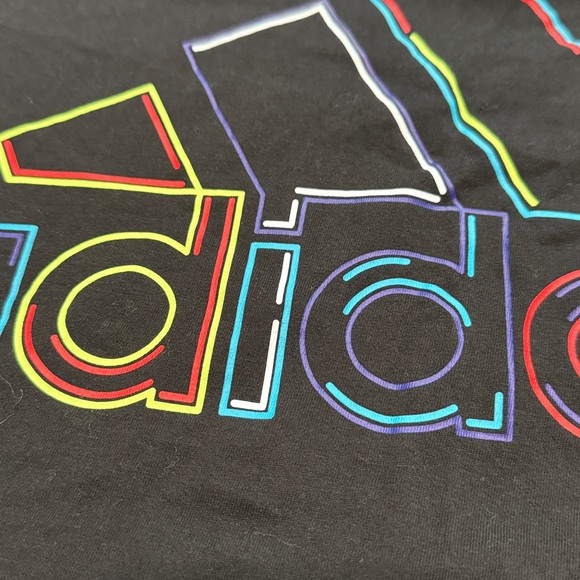 Adidas Youth Black T-Shirt with Multicolor Logo - Picture 3 of 3